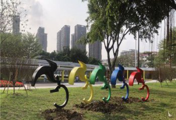 步行街自行車雕塑廠家 剪紙小品 抽象不銹鋼自行車雕塑廠