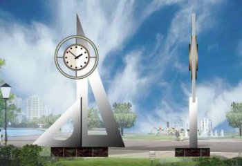 幾何鐘表雕塑廠家 廣場小品 大型不銹鋼鐘表雕塑制作