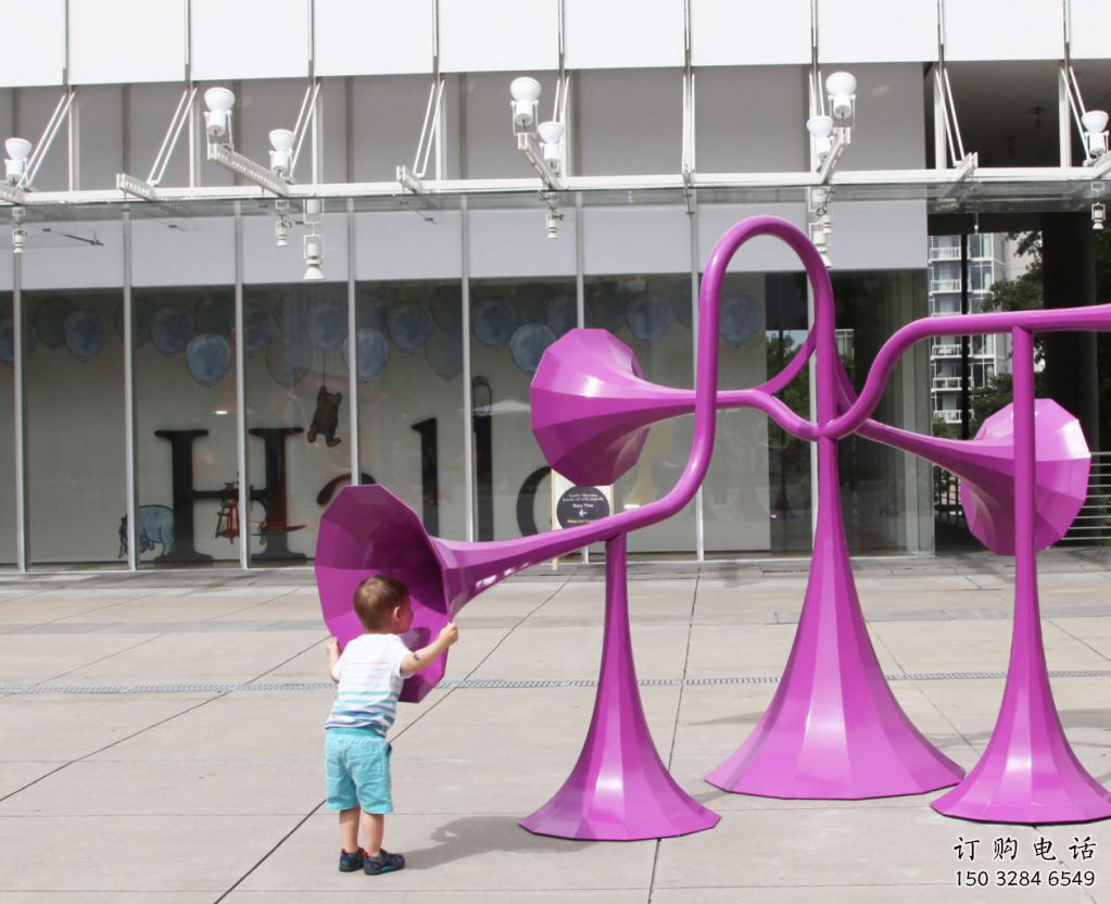 街道喇叭雕塑廠家 現代擺件 烤漆不銹鋼喇叭雕塑制作