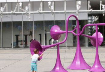 街道喇叭雕塑廠家 現代擺件 烤漆不銹鋼喇叭雕塑制作