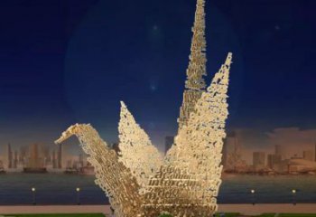 園林千紙鶴雕塑廠家 鏡面小品 中式不銹鋼千紙鶴雕塑生產