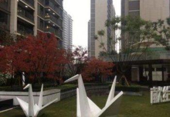 切面千紙鶴雕塑廠家 庭院擺件 現代不銹鋼千紙鶴雕塑生產