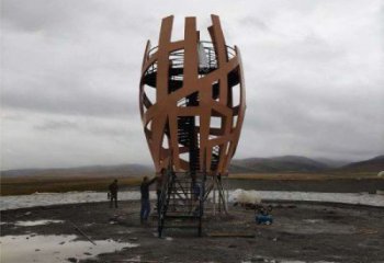 戶外鳥籠雕塑廠家 噴漆小品 創(chuàng)意不銹鋼鳥籠雕塑廠