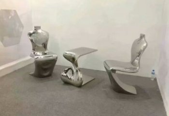 幾何凳子雕塑廠家 鏡面公園小品 大型不銹鋼凳子雕塑廠