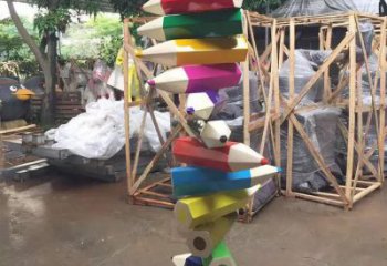 街頭鉛筆雕塑廠家 大型別墅區(qū)擺件 烤漆不銹鋼鉛筆雕塑廠
