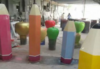 烤漆鉛筆雕塑廠家 幾何抽象小品 戶外不銹鋼鉛筆雕塑加工