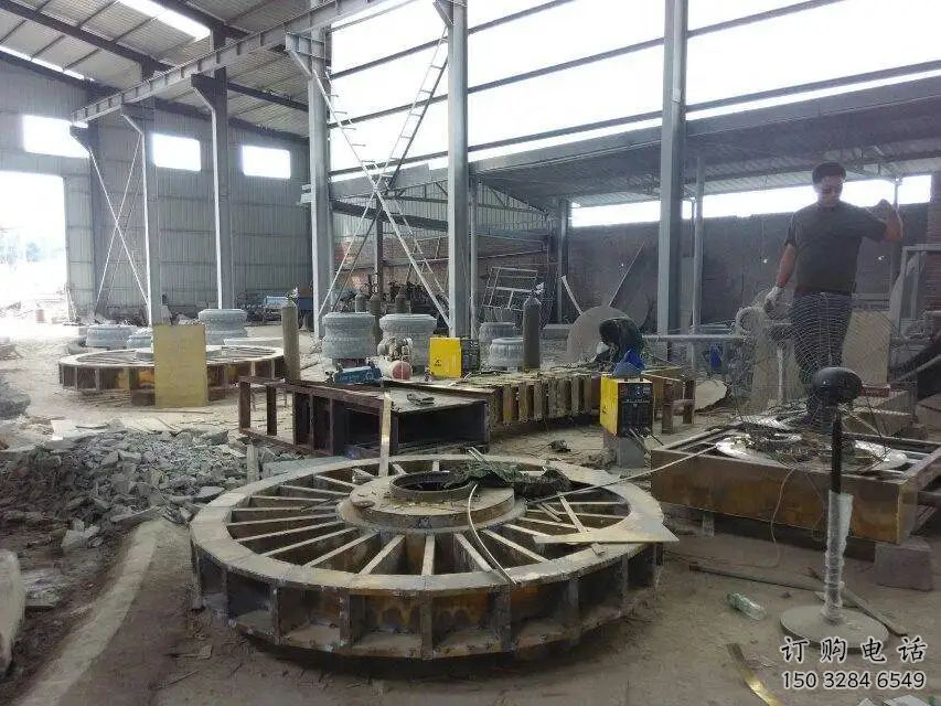 街道水車雕塑廠家 現代擺件 烤漆不銹鋼水車雕塑廠