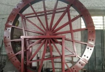 街頭水車雕塑廠家 大型別墅區擺件 仿古不銹鋼水車雕塑加工