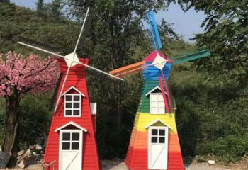 戶外大風車雕塑廠家 噴漆小品 大型大風車雕塑價格