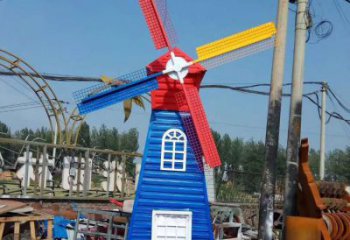 幾何大風車雕塑廠家 幼兒園小品 彩繪大風車雕塑價格