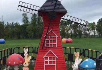 中式大風車雕塑廠家 抽象小品 游樂場大風車雕塑廠