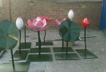 創(chuàng)意睡蓮雕塑廠家 烤漆小品 公園不銹鋼睡蓮雕塑廠