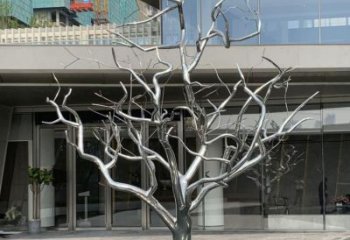 抽象枯樹(shù)雕塑廠家 公園廣場(chǎng)小品 戶外不銹鋼枯樹(shù)雕塑廠