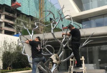 幾何枯樹(shù)雕塑廠家 抽象小品 大門(mén)口不銹鋼枯樹(shù)雕塑廠