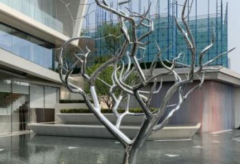 抽象枯樹(shù)枝雕塑廠家 房地產(chǎn)小品 戶外不銹鋼枯樹(shù)枝雕塑廠