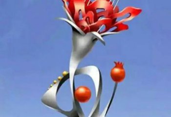 烤漆石榴花雕塑廠家  創(chuàng)意小品 烤漆不銹鋼石榴花雕塑價(jià)格