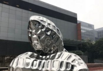 鏡面花生雕塑廠家 大型擺件 現代不銹鋼花生雕塑廠