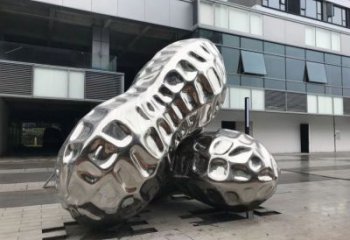 現(xiàn)代花生雕塑廠家 大型別墅區(qū)擺件 仿真不銹鋼花生雕塑廠
