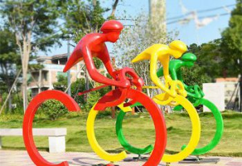 體育騎車雕塑廠家 剪影運(yùn)動(dòng)小品 商業(yè)街不銹鋼騎車雕塑廠