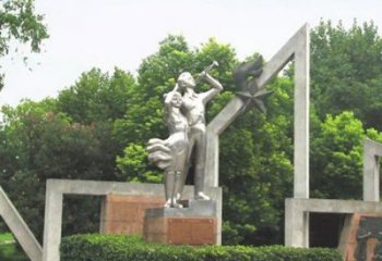 拉絲少先隊雕塑廠家  創意擺件 廣場不銹鋼少先隊雕塑廠