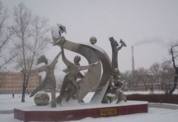 抽象少先隊(duì)雕塑廠家 教育小品 戶外不銹鋼少先隊(duì)雕塑定做