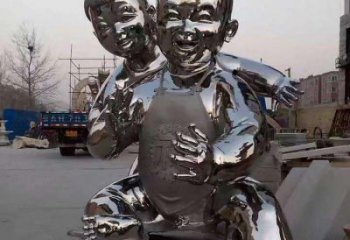 園林娃娃雕塑廠家 鏡面小品 中式不銹鋼娃娃雕塑廠