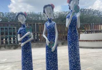 彩繪仕女雕塑廠家  戶外擺件 街頭仕女雕塑廠