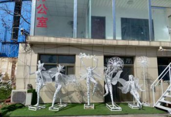 創(chuàng)意花仙子雕塑廠家 現(xiàn)代小品 公園不銹鋼花仙子雕塑廠