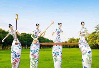 仿古音樂人雕塑廠家  草地小品 房地產(chǎn)不銹鋼音樂人雕塑廠
