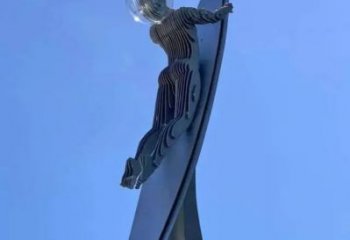 異形沖浪雕塑廠家 現代公園小品  廣場不銹鋼沖浪雕塑定制