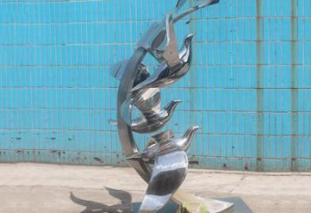 創意群鳥雕塑廠家  鏡面小品 公園不銹鋼群鳥雕塑廠