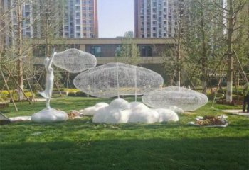 大型云梯雕塑制作廠家 鍛造發(fā)光梯子雕塑 房地產(chǎn)云朵雕塑