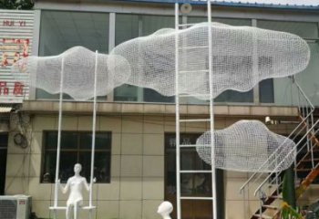 幾何云梯雕塑 發(fā)光公園云朵雕塑廠家 大門口梯子雕塑