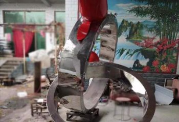 歐式指環(huán)雕塑 抽象希望標(biāo)識雕塑 標(biāo)識戒指環(huán)雕塑實景圖