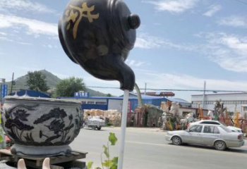 預用房地產天壺雕塑 剪影懸空雕塑 鍛造流水雕塑