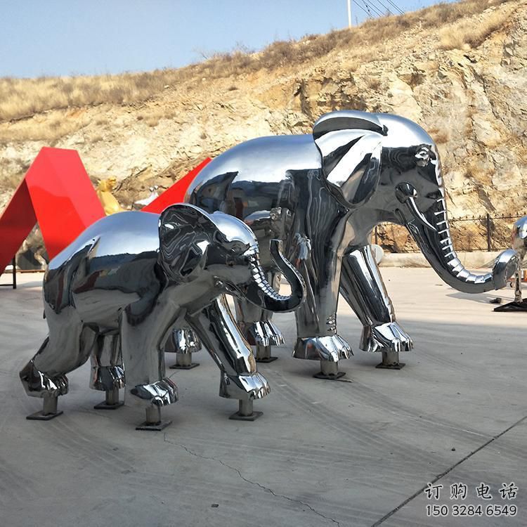 戶外大象雕塑廠家，動物景觀雕塑，不銹鋼動物雕塑生產