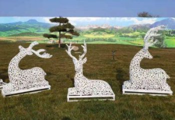 小鹿雕塑工廠選用，街道標識，園林鏤空小鹿雕塑批發