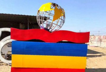 地球儀雕塑定制，中式工藝，烤漆書籍地球儀雕塑優價