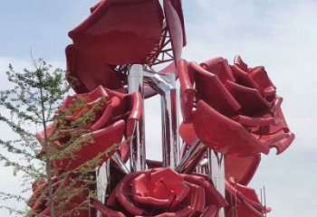 玫瑰花雕塑展品，標識雕塑，不銹鋼玫瑰花雕塑選用