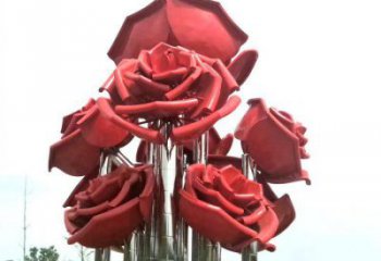 玫瑰花雕塑指用，小區擺件，不銹鋼玫瑰花雕塑制作