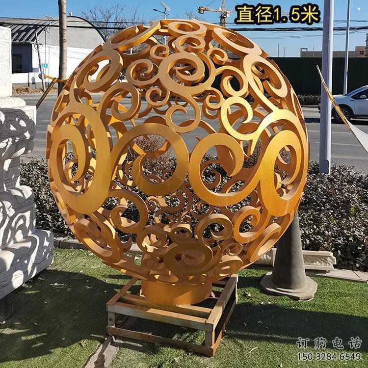鏤空球雕塑制作，廣場雕塑，烤漆鏤空球雕塑廠家