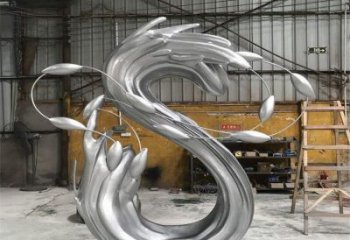 公園海浪雕塑，噴砂發(fā)光雕塑，鍛造工藝