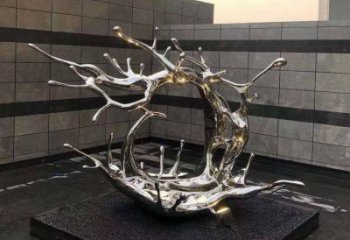 庭院海浪雕塑，鍍金歐式雕塑，鏡面形式