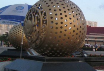 鏤空球雕塑點(diǎn)擊，圓雕體系，烤漆鏤空球雕塑標(biāo)準(zhǔn)