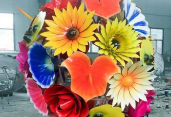 花球雕塑廠家，花園小品，烤漆不銹鋼花球雕塑優(yōu)選