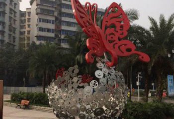 花球雕塑定做，公園小品，不銹鋼花球雕塑供應(yīng)