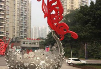 花球雕塑定做，美陳雕塑，不銹鋼花球雕塑精品