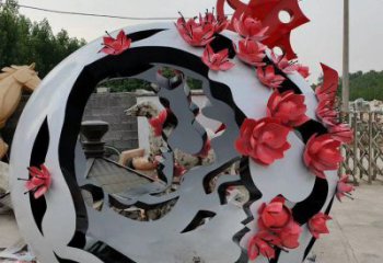 鏤空花球雕塑定價(jià)，廣場(chǎng)雕塑，不銹鋼花球雕塑廠家