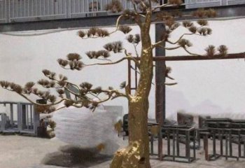 松樹雕塑廠家，村標概念，不銹鋼松樹雕塑通用