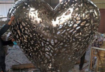 現代心形球雕塑定制，中式工藝，不銹鋼心形球雕塑廠家優價